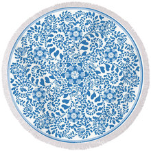 Chinese traditional blue and white porcelain style pattern with tassels Round Beach Towel RBT-147
